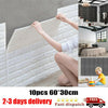 10pcs White 3D Tile Brick Wall Sticker Self-adhesive Waterproof Foam Panel Stick