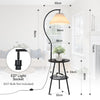 Floor Lamp with Table Tripod 2-Tier Side Table Standing Lamp Pleated Lampshade