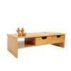 Bamboo PC Monitor Stand Laptop Computer Screen Desk Riser Rack w/Storage Drawers