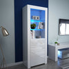 Tall Cabinet Sideboard Unit Cupboard Display- High Gloss Doors LED Lights UK