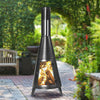 Pyramid Patio Fire Pit Chiminea Heater Outdoor Garden Log Burner Black Firepit