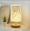 Bedside Lamp Night Light Warm White Gift Wood Table Linen Room Bed
