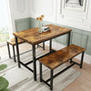 Dining Table Set & 2 Benches Outdoor Wooden Beer Table Chair Trestle Garden Pool