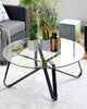 Round Glass Table with Black Legs Lounge Livingroom Modern