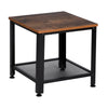 Industrial Side Table Set Nightstand Bedside Tables with Shelves Vintage Shelf