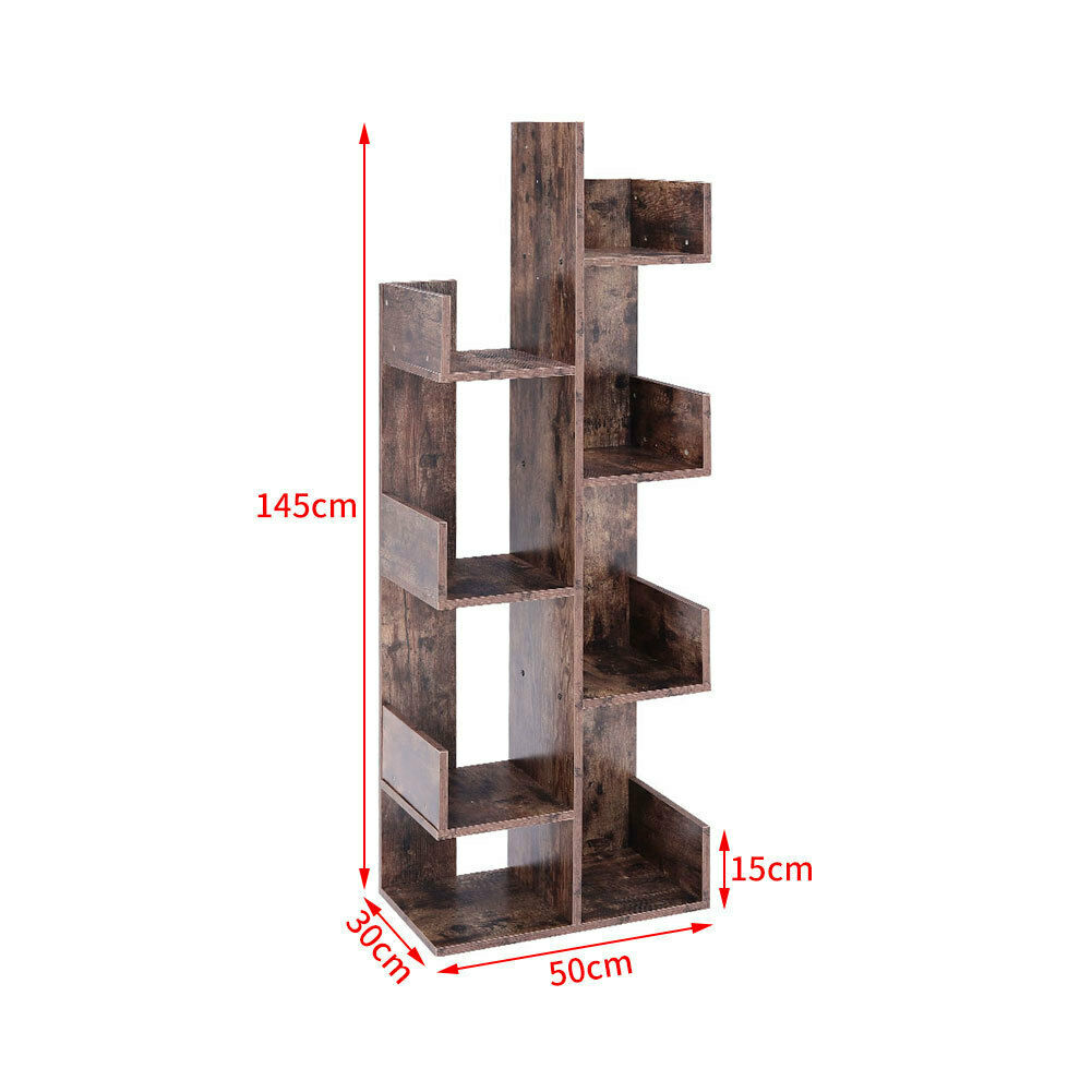 Industrial Wooden Bookcase Book Shelf Storage Display Shelving Unit Home Office