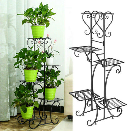 Outdoor Indoor Pot Plant Stand Garden Metal 5 Tier Planter Shelves Corner Shelf