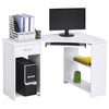 L-Shaped Corner Computer Desk w/ 2 Shelves Worktop Keyboard Tray White