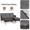 3 Seater Rattan Garden Corner Sofa Set Patio Dining Furniture Set W/ Sofa Chair