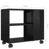 Side Table with Castors Chipboard Sofa Shelf Display End High Gloss Black