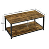 Industrial Wood Coffee Table with Storage Shelf and Metal Frame for Living Room