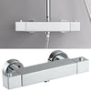 Square Thermostatic Shower Bar Mixer Valve Tap Chrome Bathroom Twin Outlet