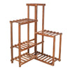 Garden Multi Tier Pine Wood Plant Stand Flower Potted Shelf In & Outdoor Holder