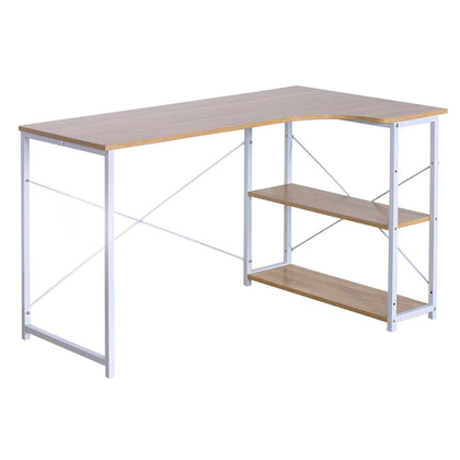 L-shaped Computer Desk Corner PC Table Workstation w/ Shelves Home Office Wood