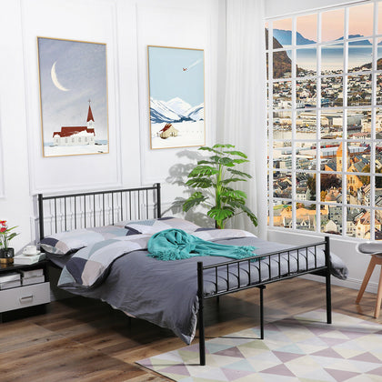 Double Bed Solid 4ft Metal Beds Frame with Large Storage Space For Kids Adults