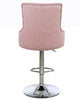 Pink Bar Stools, SET OF 2 Linen Button Detail Premium Monteray swivel Bar Stools (PINK)