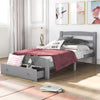 3FT SINGLE SIZE WOODEN BED WITH STORAGE DRAWER SOLID PINE WOOD BED FRAME GREY