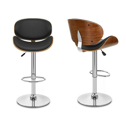 Bar Stool Set with Backrest and Footrest, Adjustable Swivel Gas Lift (2 PCS)