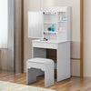 Slide Mirror Dressing Table Makeup Desk Adjustable With Stool Bedroom White