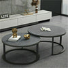 2PCS Industrial Marble Round Coffee Table Nesting Sofa Center Table Living Room