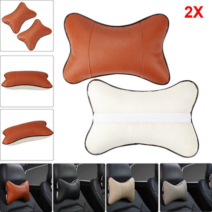 2PCS Bone Cotton Car Seat Headrest Restraint Cushion Pad Head Neck Rest Pillow