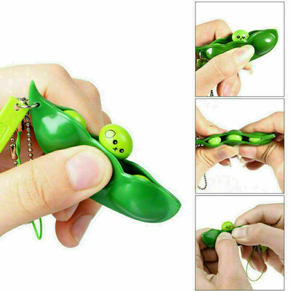 1X/5X Soy Bean Pea Pod Fidget Stress Toy Keyring Anti Anxiety Stress Relief Tool