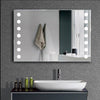 Bathroom Anti-Fog LED Illuminated Mirror With Clock Shaver Socket Horizontal