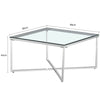 Console Coffee End Table Clear Tempered Glass Furniture Chrome Cross Base Leg
