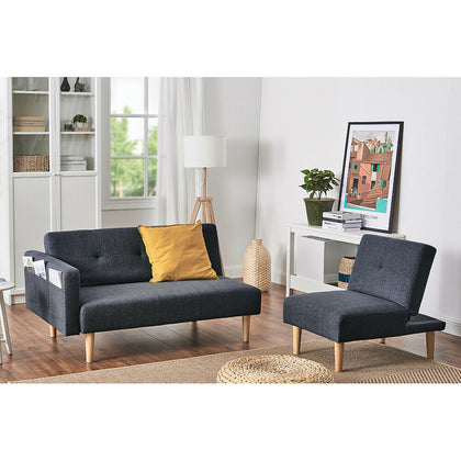 2 Seater Corner Sofa Bed Armchair Recliner Sofabed with Footstool Furniture