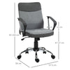 Vinsetto Office Chair Linen Swivel Desk Chair Home Study Rocker w/ Wheel, Grey