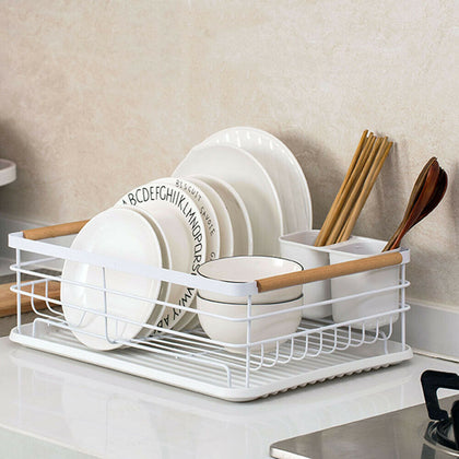 Single Layer Dish Rack Kitchen Storage Drainer Drying Plate Fork Tableware Shelf