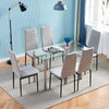 Set of 4 Grey Dining Chairs Kitchen Dinning Room Metal Leg Padded Seat Portable