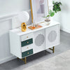 Modern 4 Drawers Storage Cabinet Sideboard Cupboard Table w/ Sliding Doors White