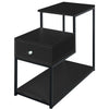 Black Single Drawer Small Side Table Ladder Tiered Shelf Bedside Storage Cabinet
