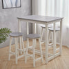 Pine Wood Dining Set in Table+ 4 Chairs Stools Grey/White Kitchen Home Furniture