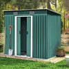 8x4FT Outdoor Storage Garden Shed Sliding Door Galvanised Metal Green Tool House