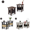 Furinno Andrey Coffee End Table Nightstand with Bin Drawer, Set of 2