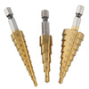 UK 3PCS Large HSS Steel Step Cone Drill Bit Set Titanium Hole Cutter +BLUE POUCH
