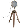 Vintage Tripod Table Desk Lamp Bedside Light Spotlight Copper Finish Wooden Base