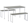 Kitchen Dining Table and 2 Bench Set Garden Bench Sturdy Metal Frame Industrial
