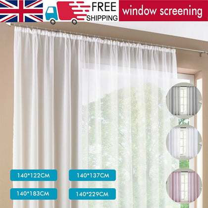 Voile Curtains Pair (2 Panels) Voile Net Panels Sheer Panels Slot Top Quality