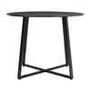 Wood Tabletop Round Dining Table Walnut Black Powder Coated X Shaped Metal Legs