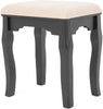 Mirrored Dressing Table Cushioned Stool Make Up Vanity Set Tri-folding Mirror
