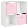 White 4 Cube Storage Display Unit Bookcase/Shelving Fabric Box/Drawers