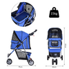 Lightweight Pet Stroller 3 Wheel Buggy Blue Folding Dog Puppy Pushchair Pram