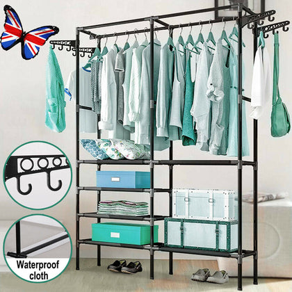 Heavy Duty Clothes Rail Rack Hanging Garment Display Stand Shoe Storage Shelf UK