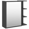 Bathroom Mirror Cabinet Grey Chipboard Washroom Wall Storage Rack Unit