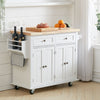 Kitchen Island Storage Cupboard Trolley Wood Rolling Catering Table Serving Cart