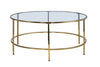 Coffee Table Centre Accent Table Glass 90cm Round Smoked Glass Gold Metal Frame