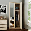 Bedroom 2 Doors High Gloss Wardrobe Furniture Storage Hanging Rail with Mirror